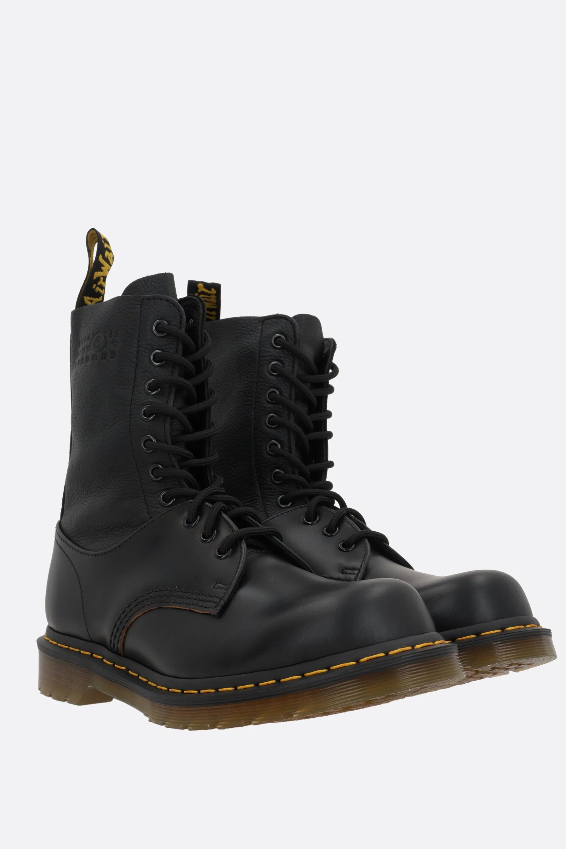 1490 Twist MM6 smooth and grainy leather combat boots