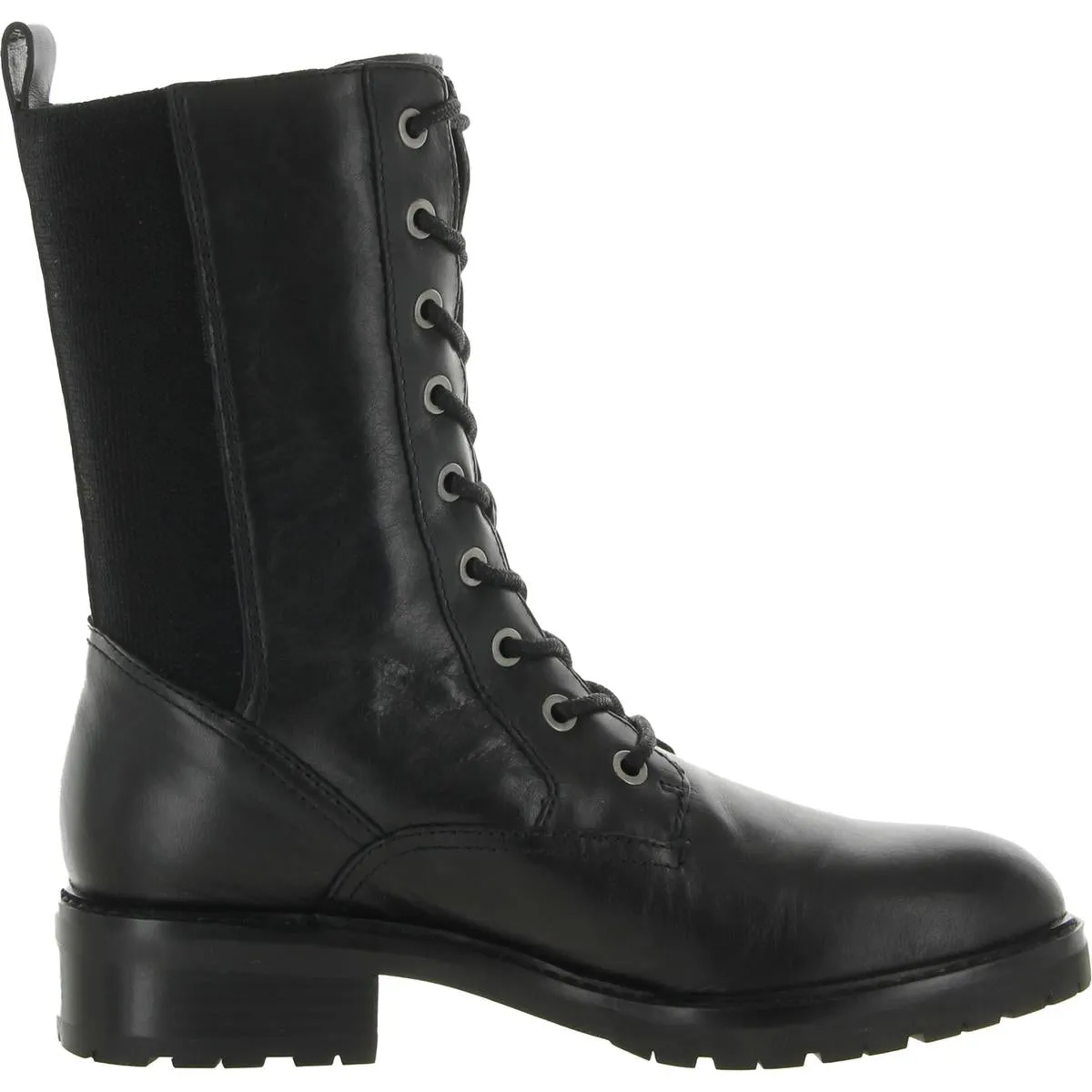 27 Edit Womens Camille Leather Mid-Calf Combat & Lace-up Boots