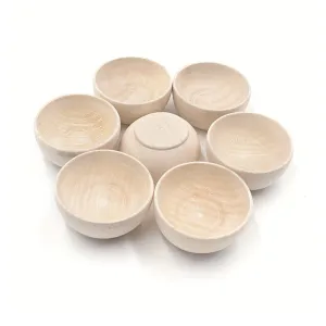 5pcs/pack 57*30mm Natural Wood Color Small Wooden Bowl Decoration For Painting Accessories