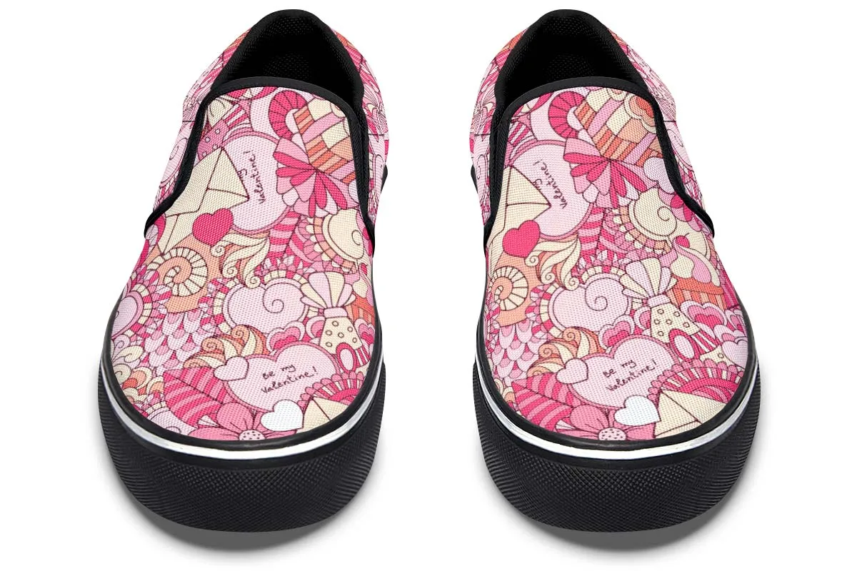 Abstract Valentines Day Slip-On Shoes