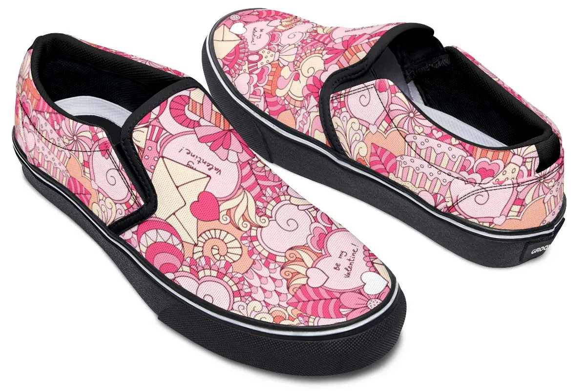 Abstract Valentines Day Slip-On Shoes