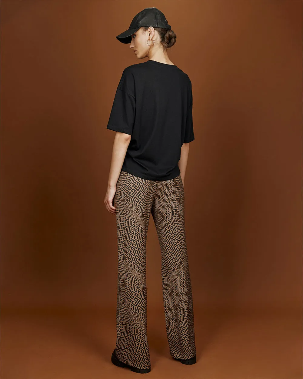 Access Wide Leg Geometric Print Trousers