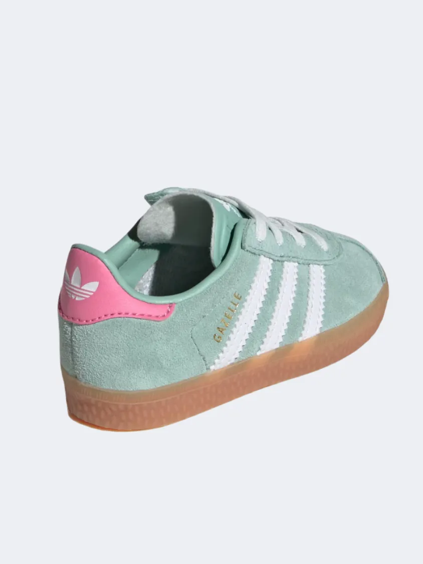 Adidas Gazelle Cf Infant Girls Original Shoes Green/White/Pink