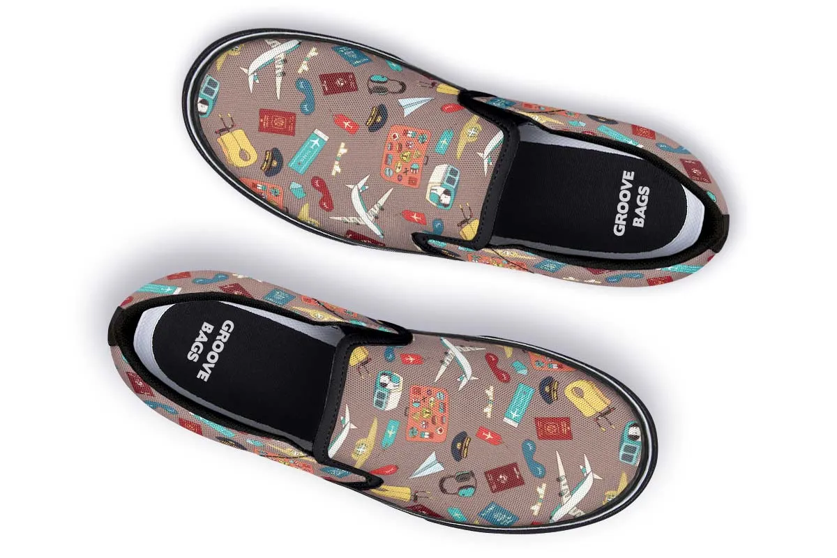 Airplane Travel Icons Slip-On Shoes