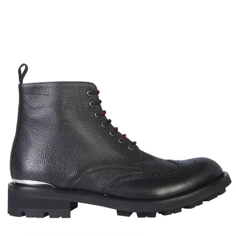 Alexander McQueen Logo Engraved Combat Boots