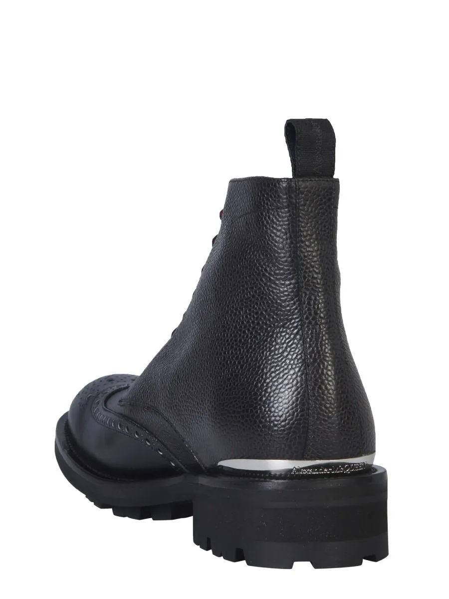 Alexander McQueen Logo Engraved Combat Boots