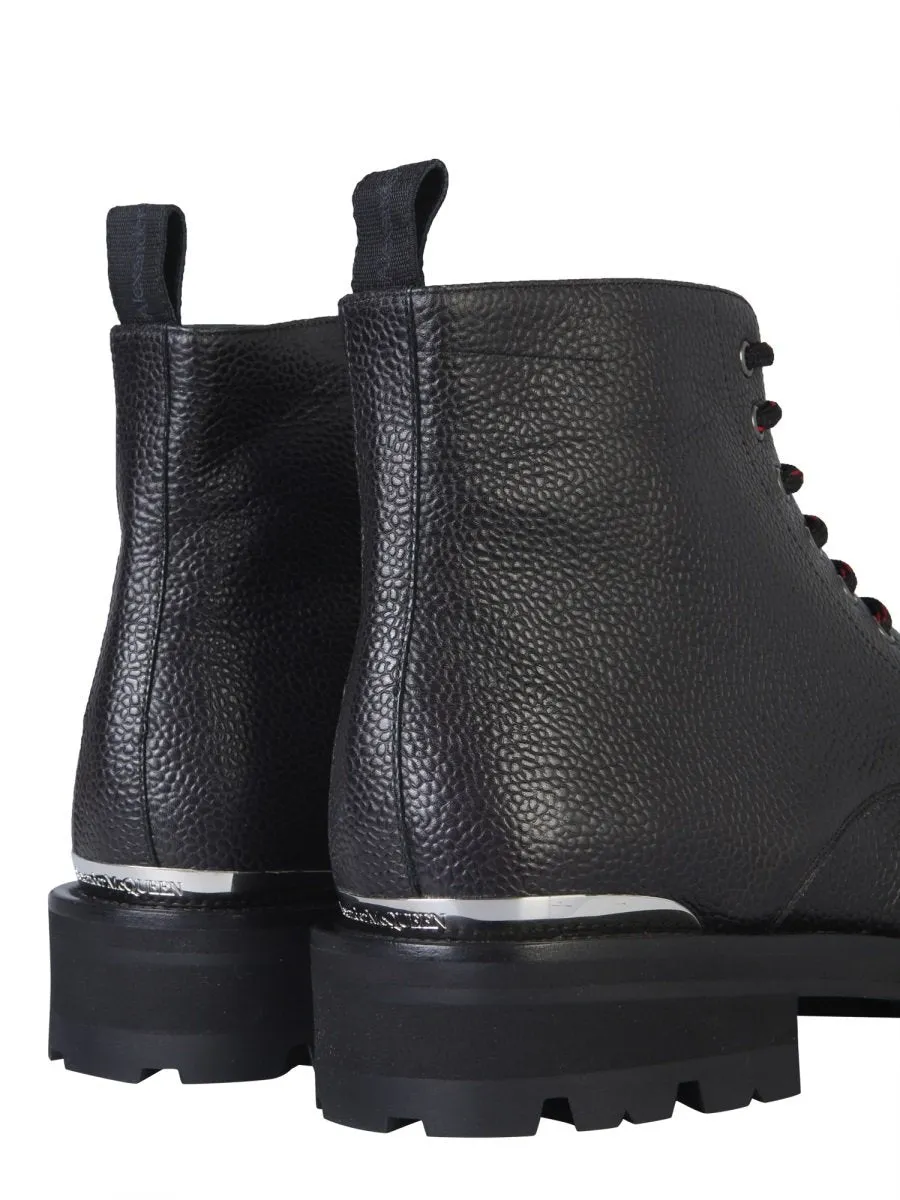 Alexander McQueen Logo Engraved Combat Boots