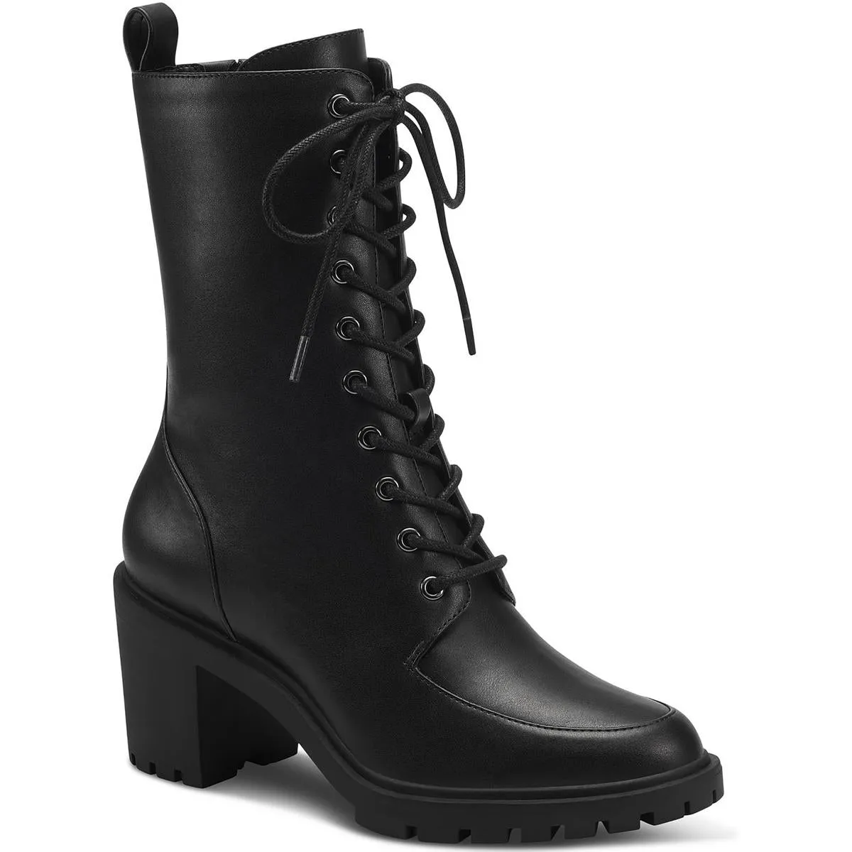 Alfani Womens Blaire Faux Leather Round Toe Combat & Lace-up Boots