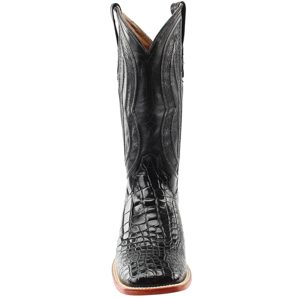 American Alligator Square Toe Cowboy Boots