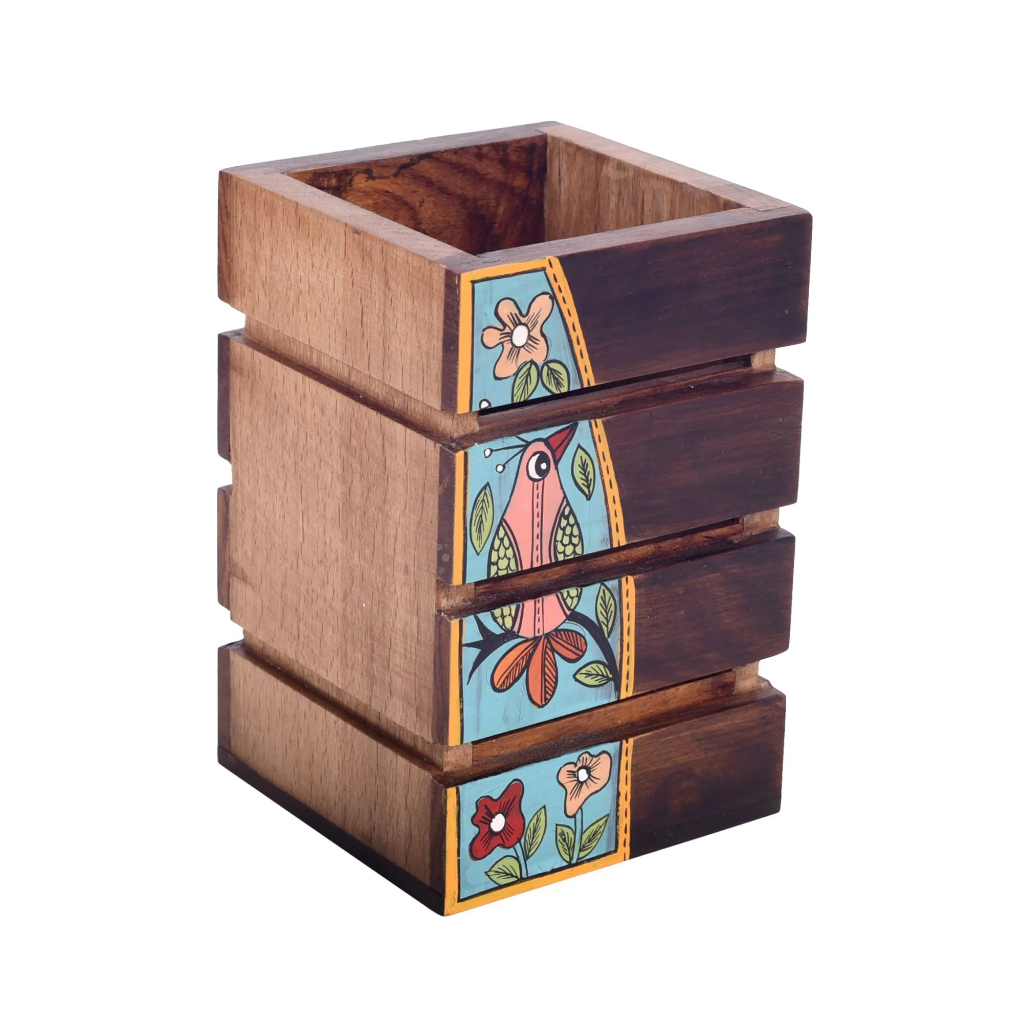 Artistic Flair Wooden Pen Stand (3.5x3.5x5)