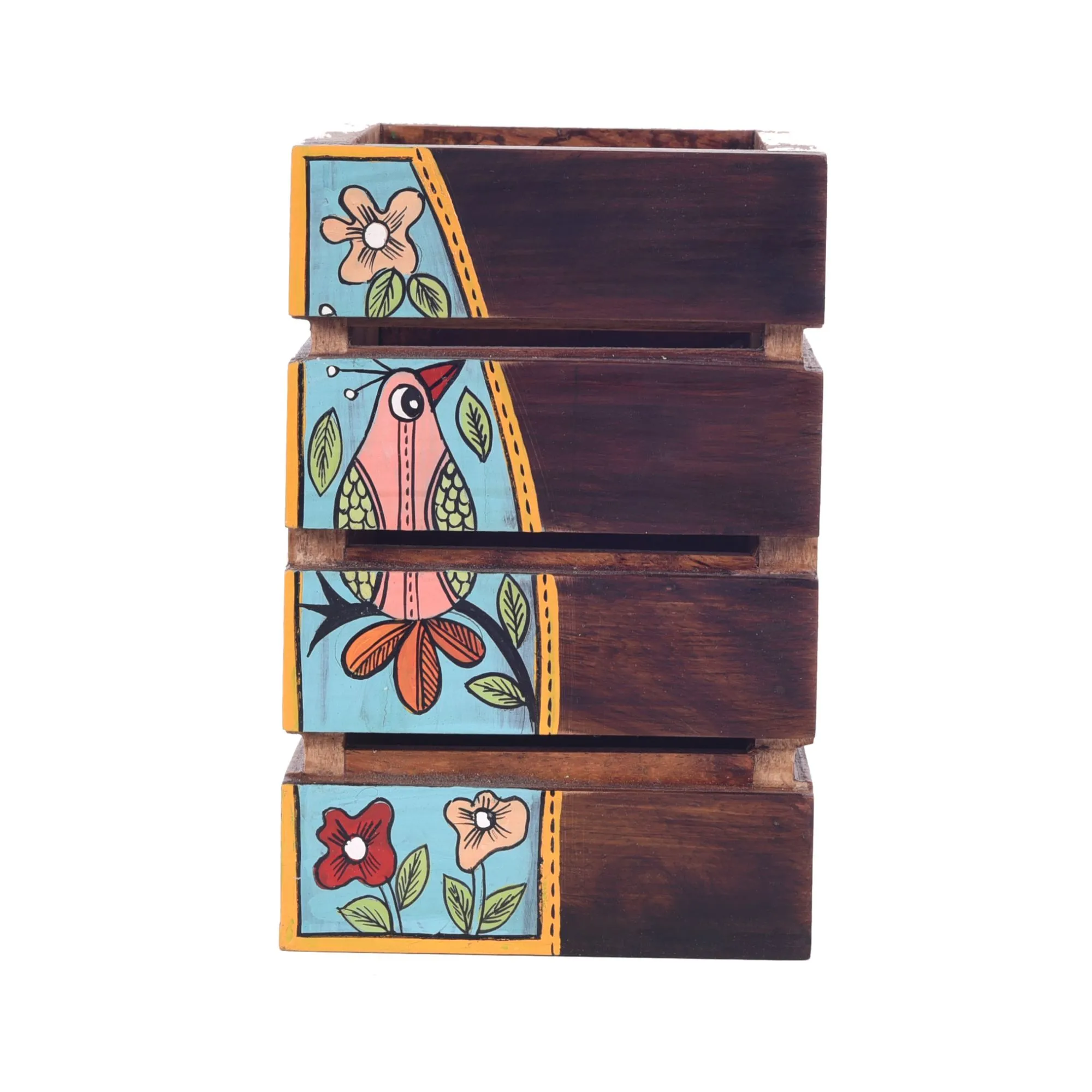 Artistic Flair Wooden Pen Stand (3.5x3.5x5)