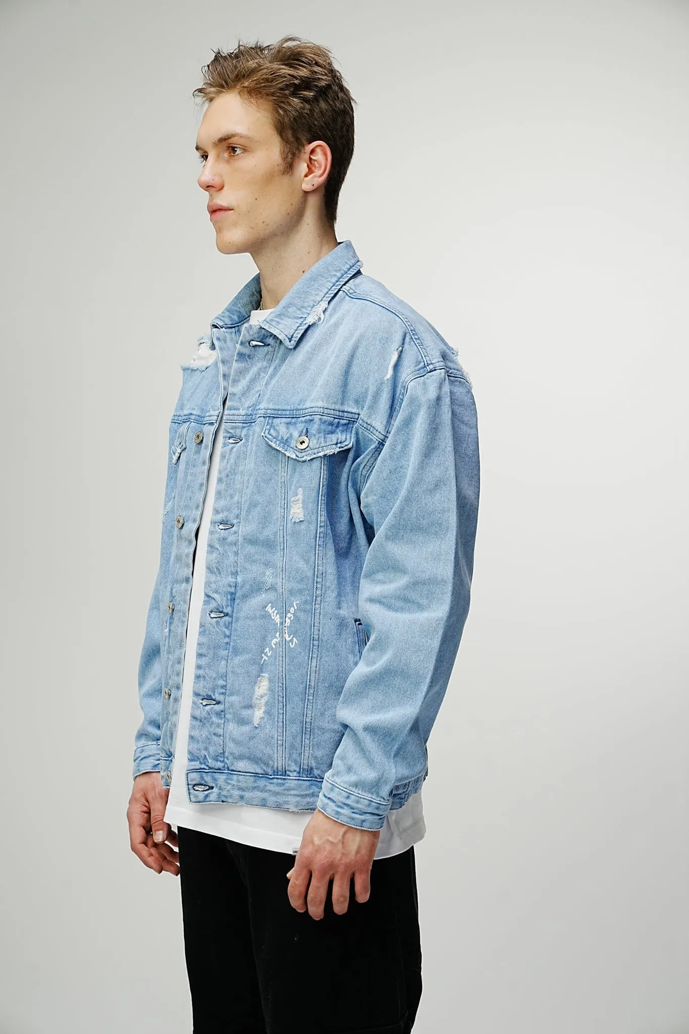 Artistic Work Printed Premium Blue Denim Jacket