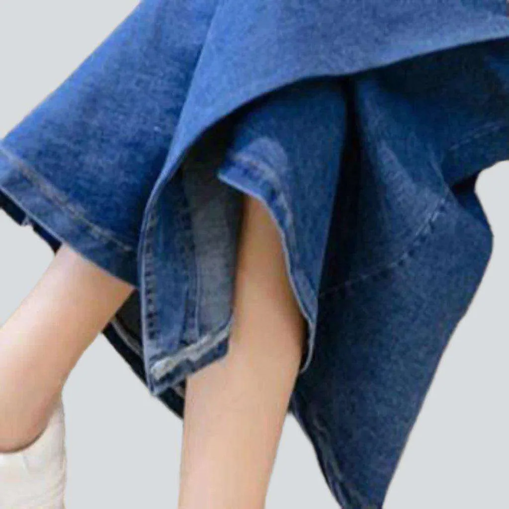 Asymmetric mermaid buttoned denim skirt