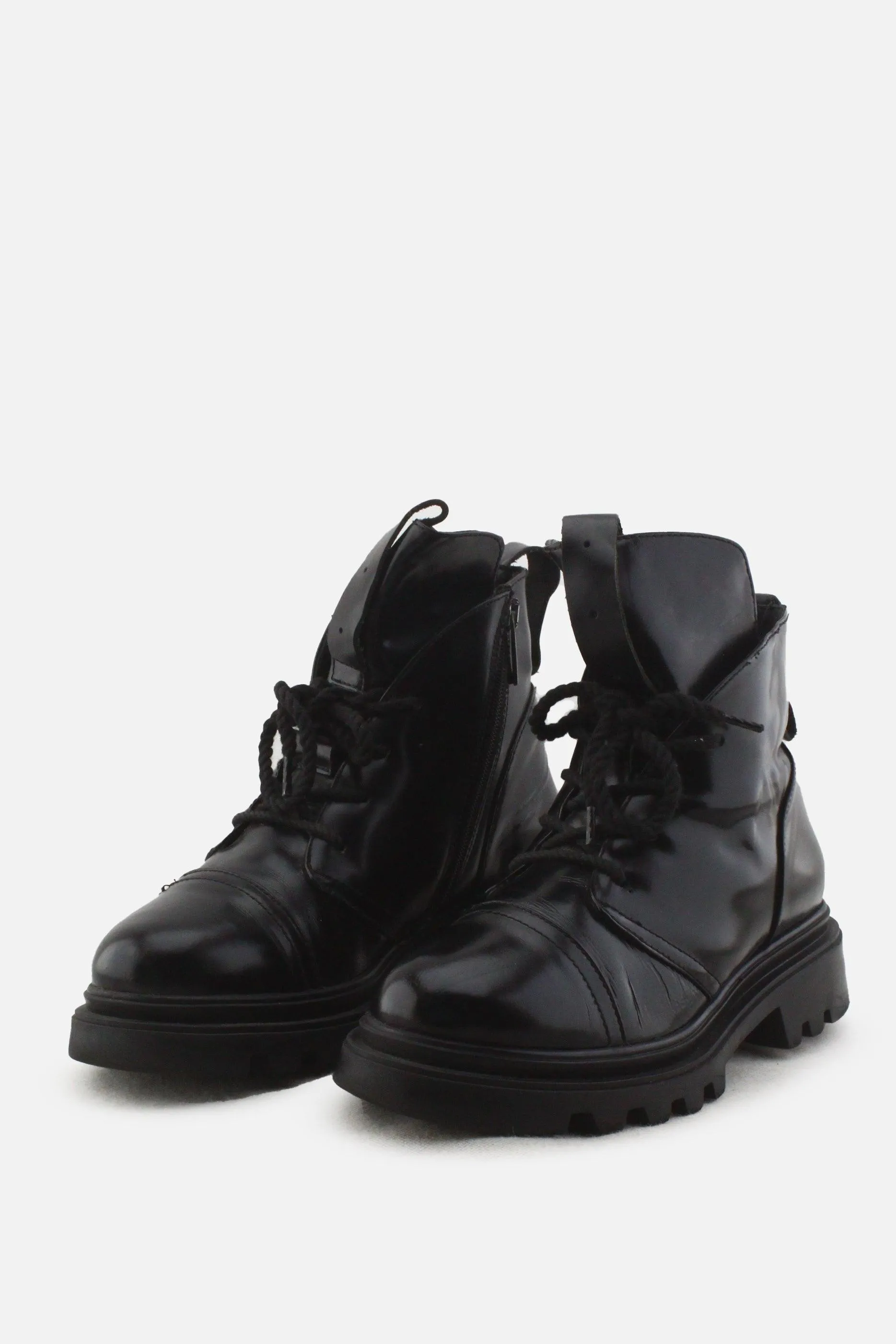 Badura Zipper Laces Combat Ankle Boots |100% Authentic Leather