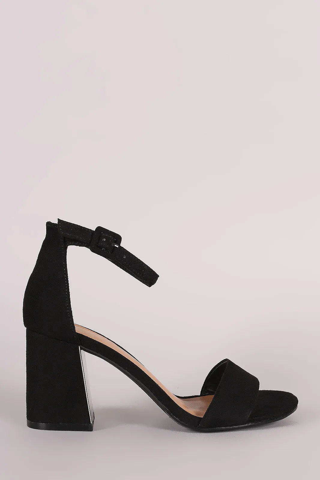 Bamboo Suede Ankle Strap Flared Heel