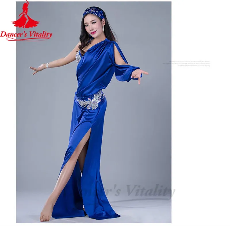 Belly Dance Performance Costume Robe for Women Custom Saint Robe bra belt headdress 4pcs Adult Child Saidi Baladi Shabbi Outfit