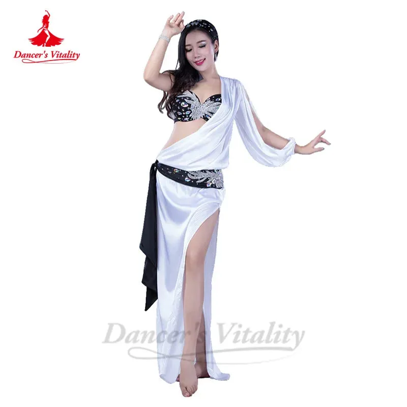 Belly Dance Performance Costume Robe for Women Custom Saint Robe bra belt headdress 4pcs Adult Child Saidi Baladi Shabbi Outfit