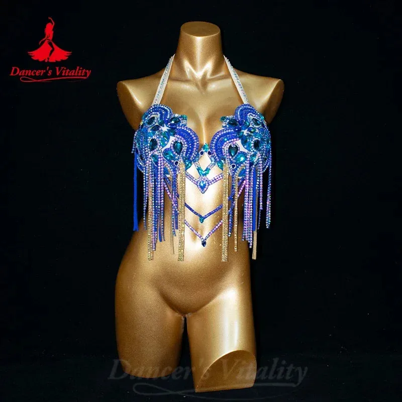 Belly Dancer Costume Set for Women Customsized Adult Children AB Stones Bra belt 2pcs Oriental Bellydance Competition Outfit