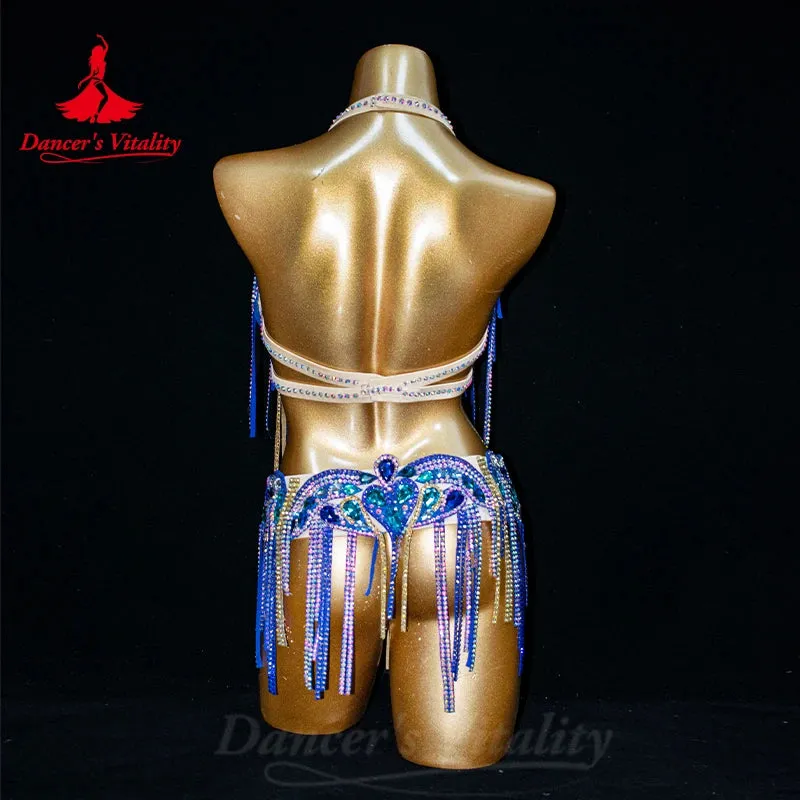 Belly Dancer Costume Set for Women Customsized Adult Children AB Stones Bra belt 2pcs Oriental Bellydance Competition Outfit