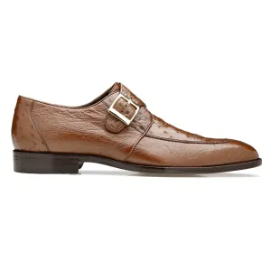 Belvedere Josh in Brown Genuine Ostrich Split Toe Monk Strap Dress Shoes