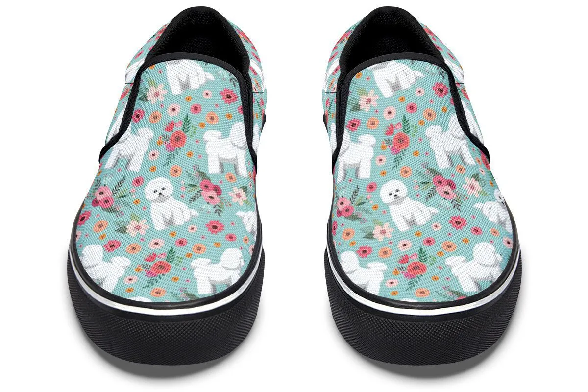 Bichon Frise Flower Slip-On Shoes