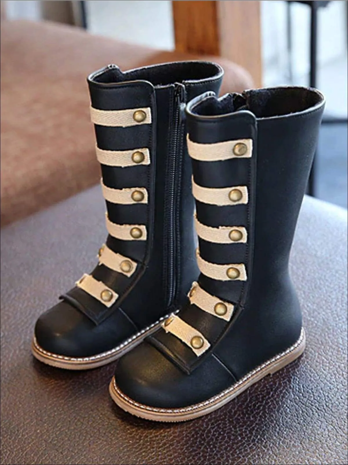 Black and Brown Military Style Boots By Liv and Mia