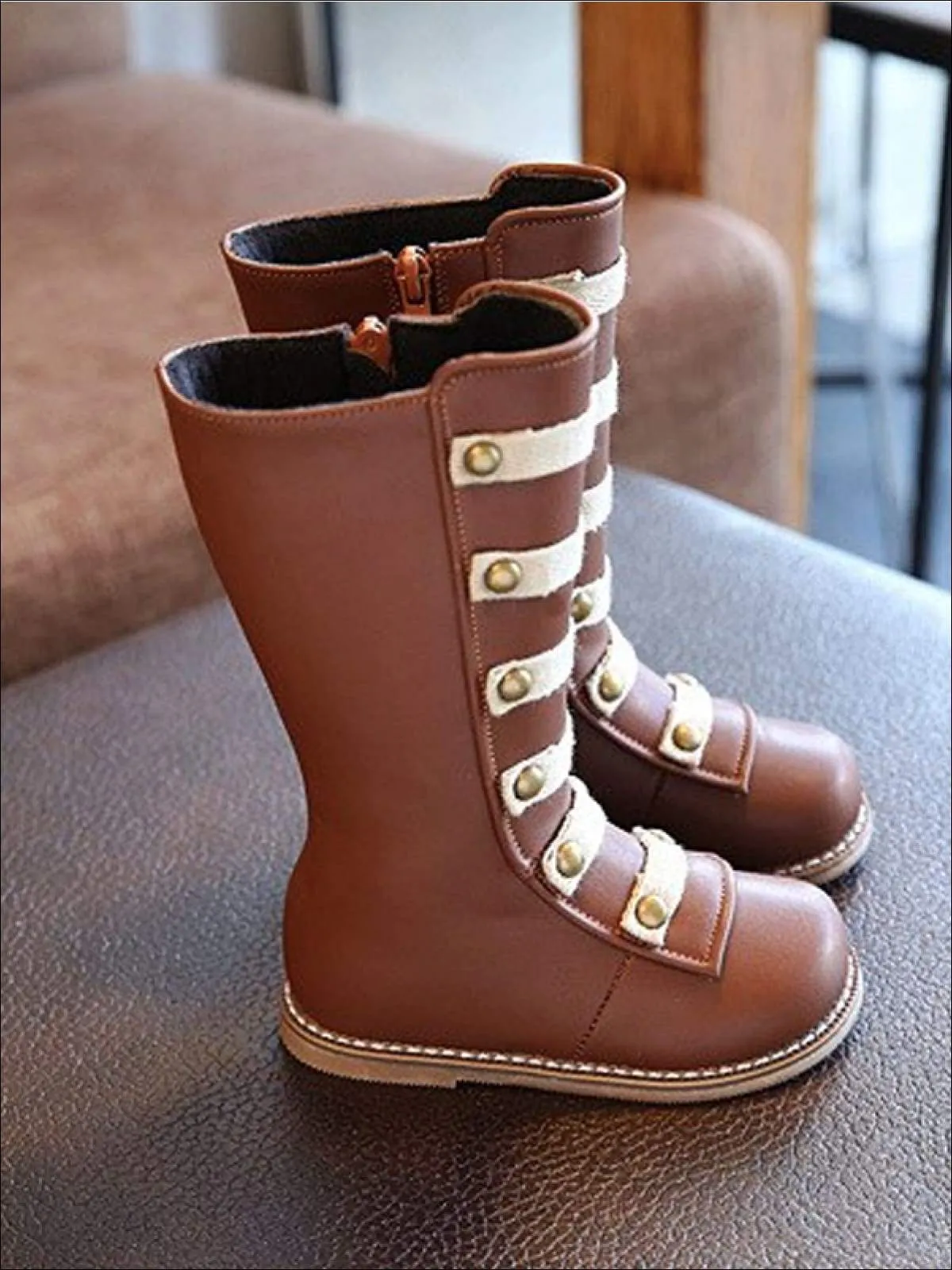 Black and Brown Military Style Boots By Liv and Mia