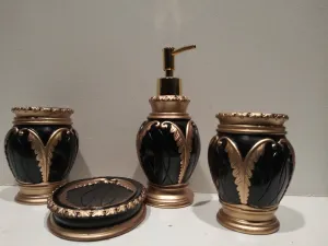 Black and Gold Bathroom Accessory Set