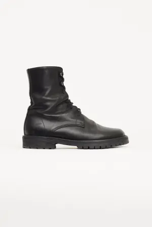 Black Leather Combat Boot