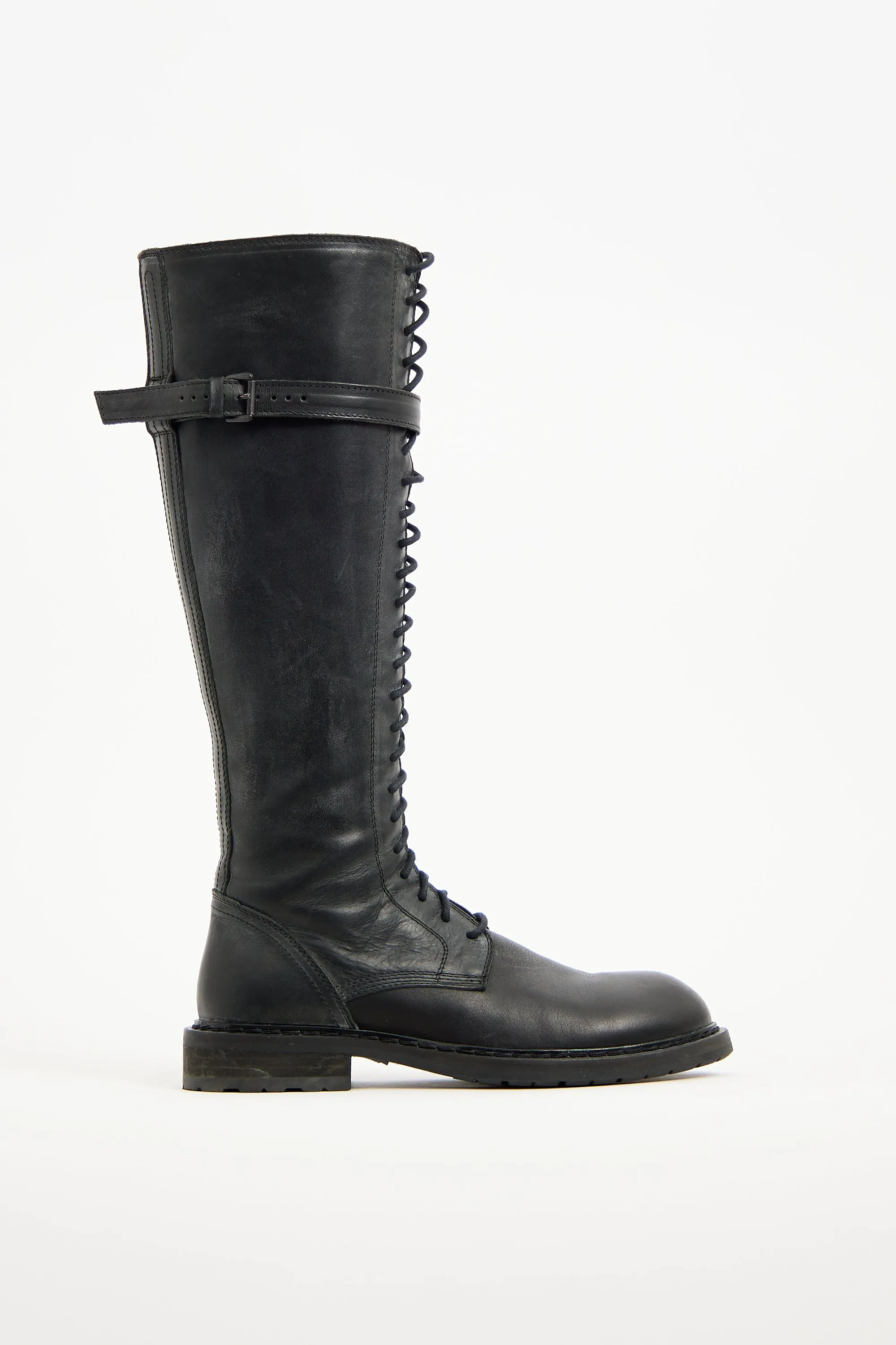 Black Leather Danny Combat Boot