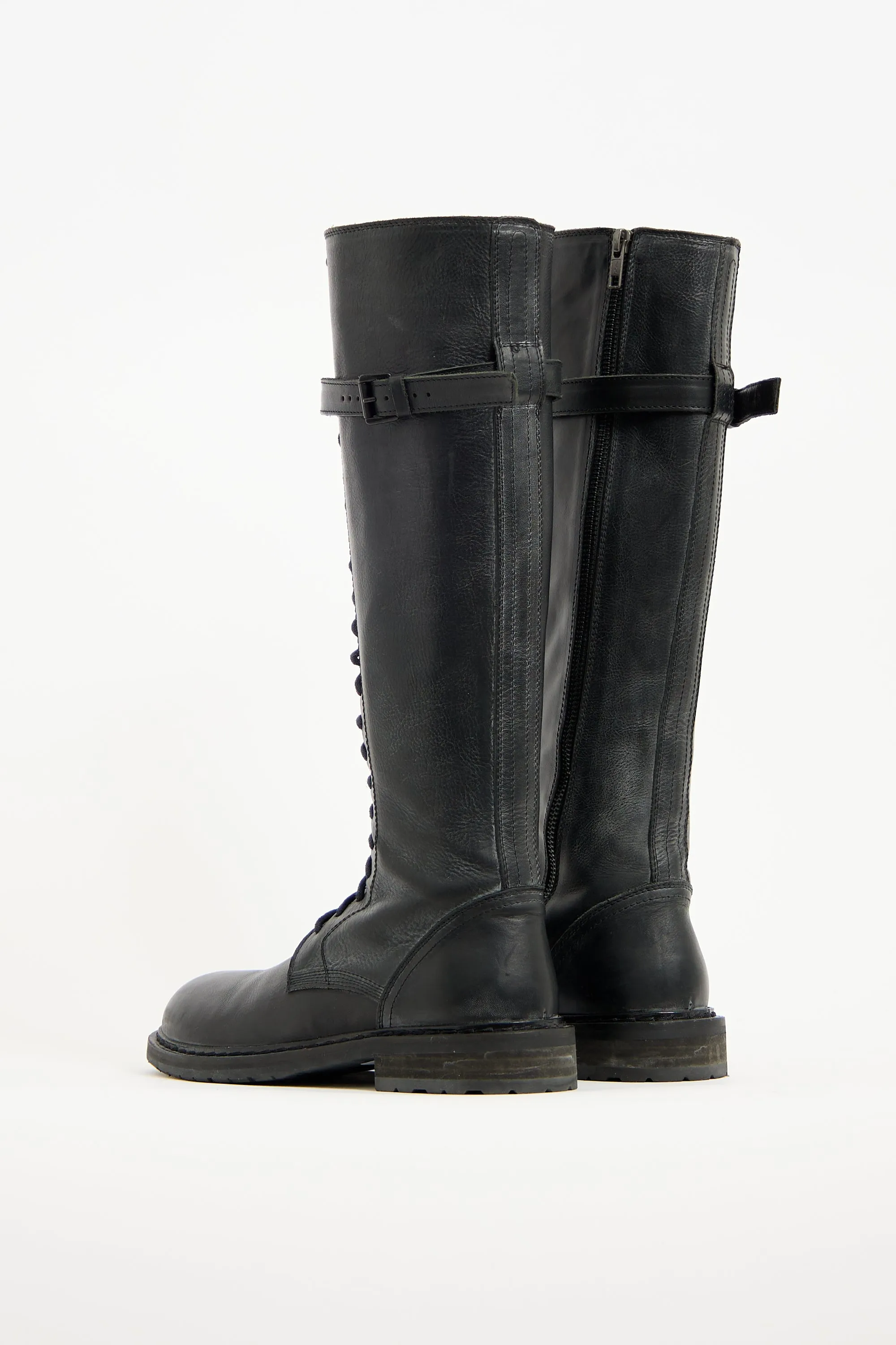 Black Leather Danny Combat Boot