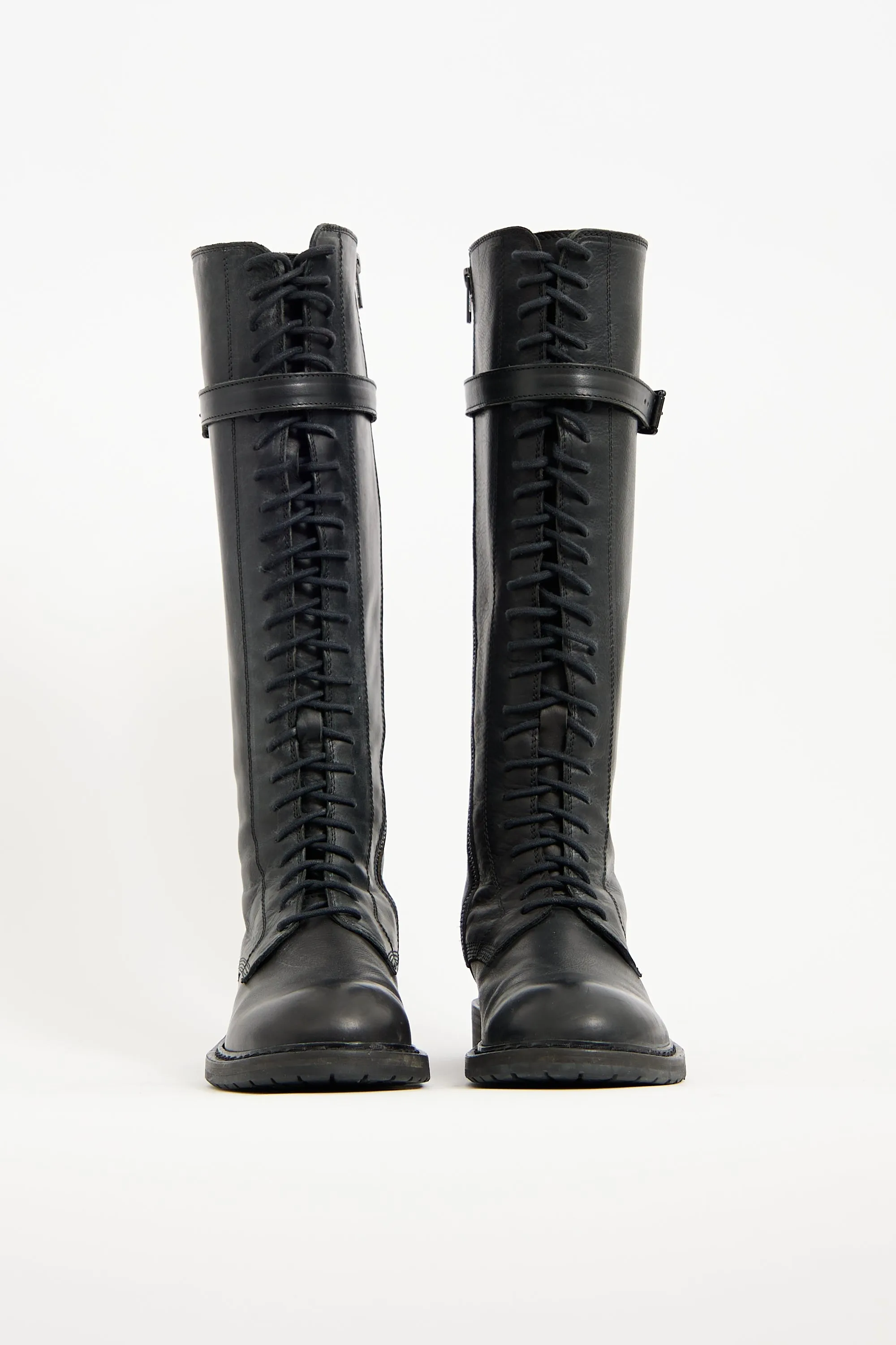 Black Leather Danny Combat Boot