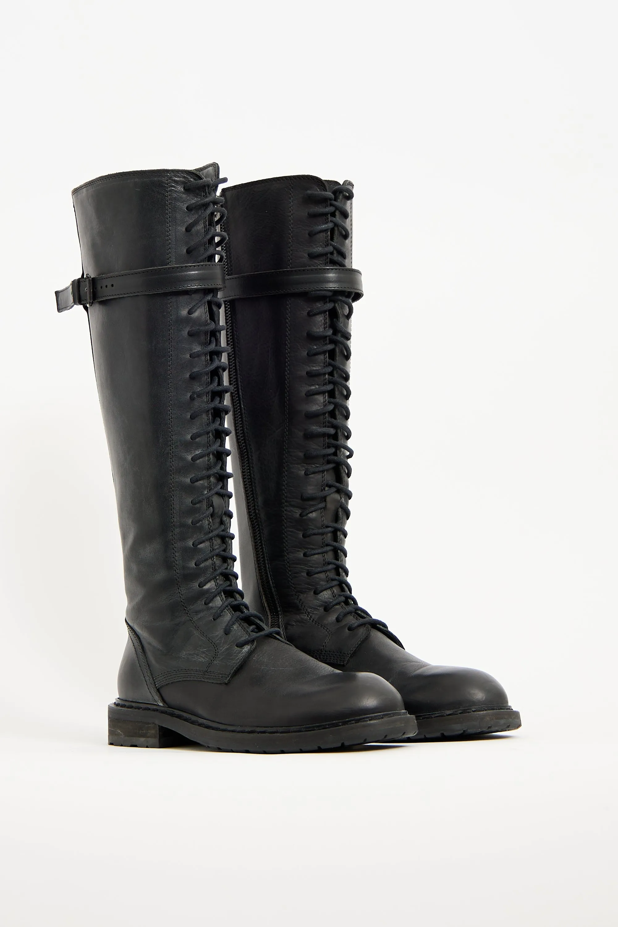 Black Leather Danny Combat Boot