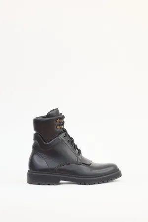 Black Leather Patty Combat Boot