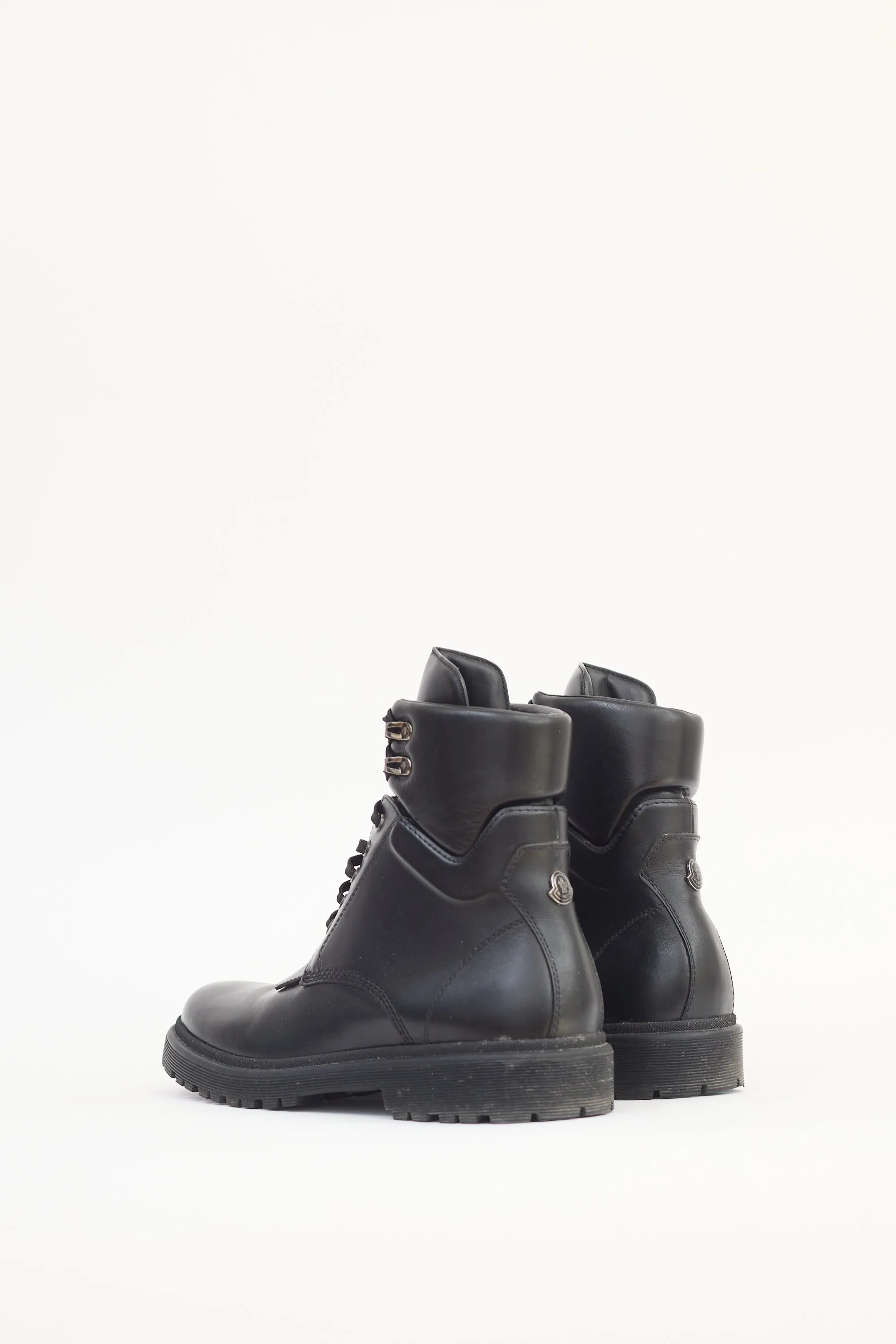 Black Leather Patty Combat Boot