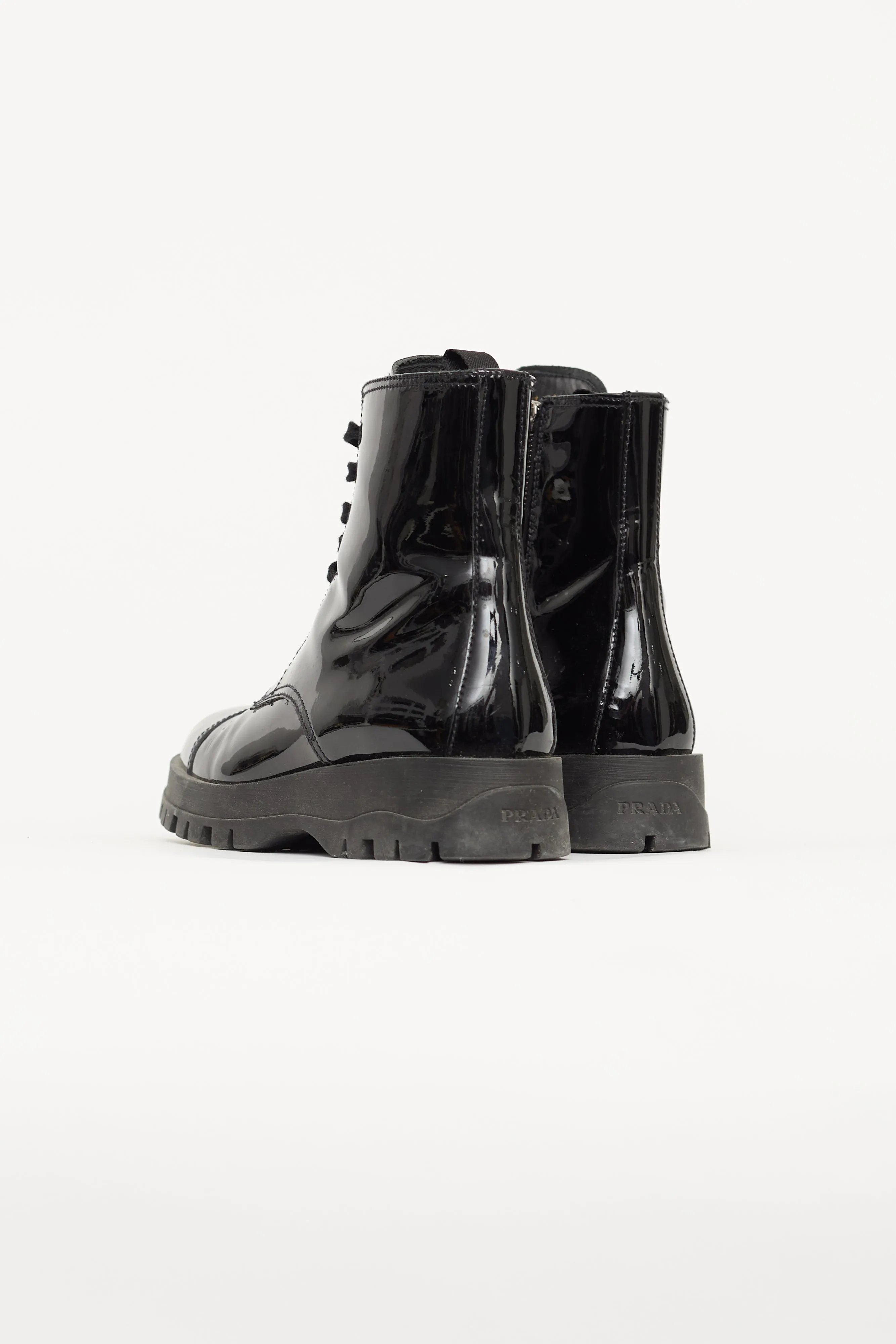 Black Patent Leather Combat Boot