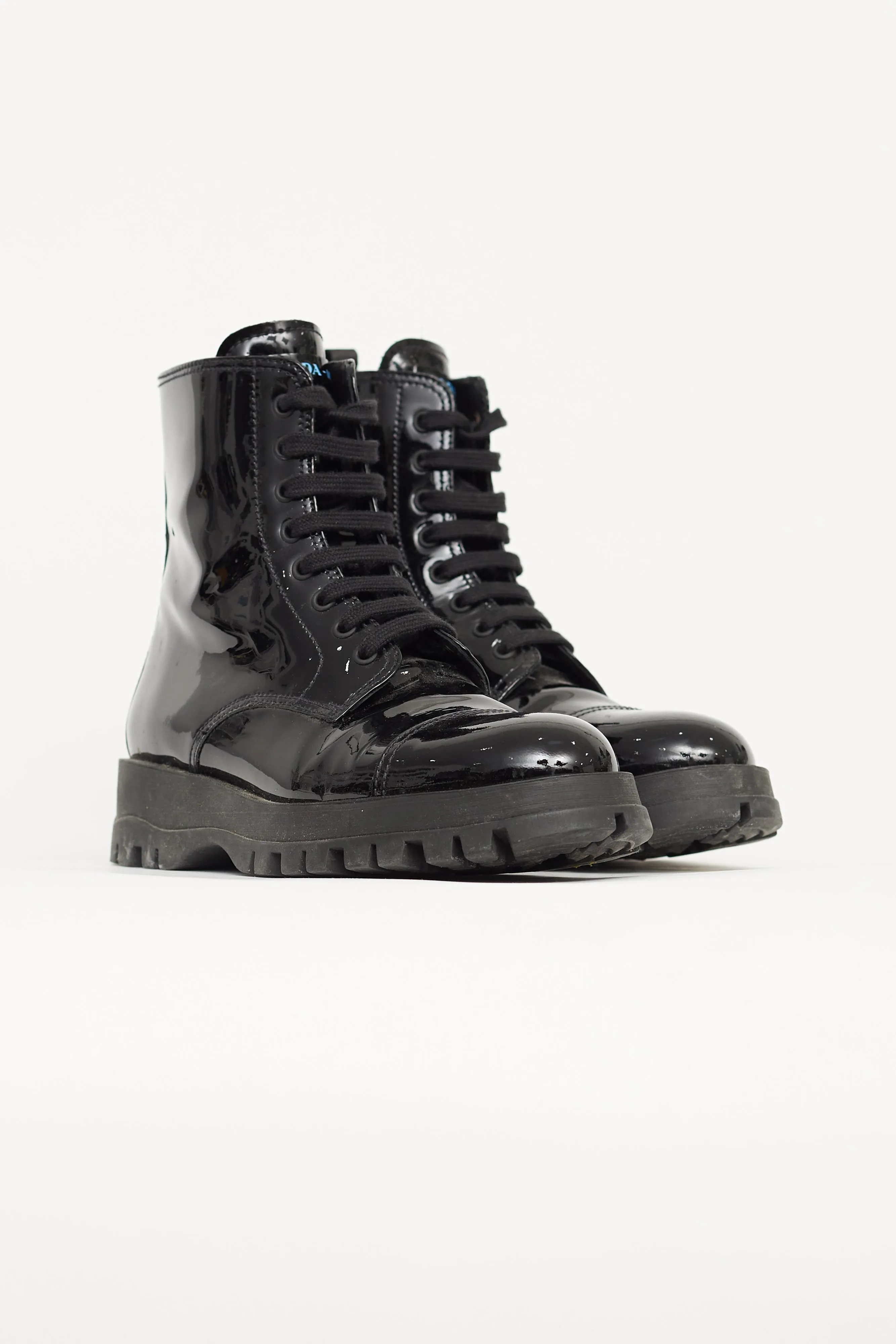 Black Patent Leather Combat Boot