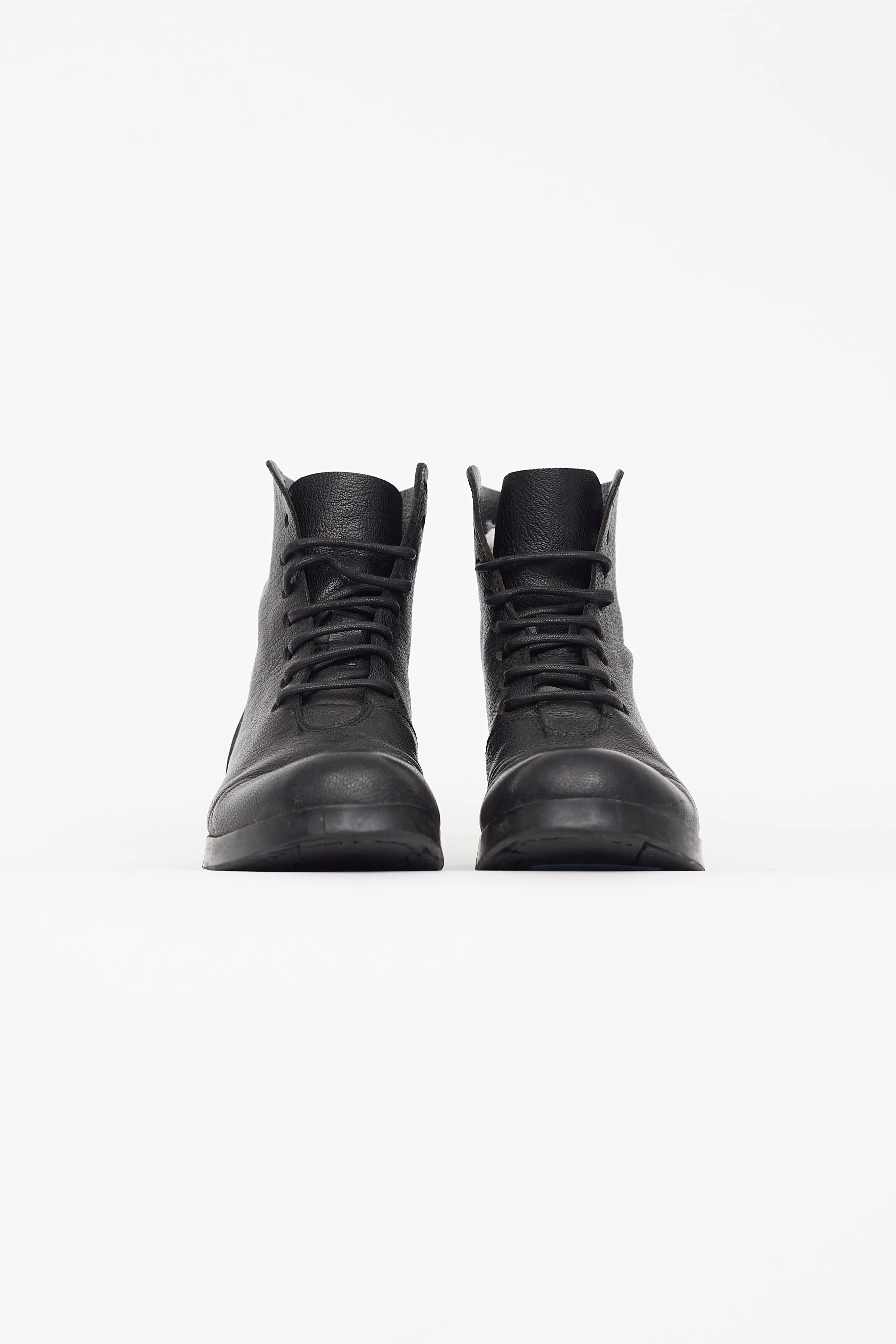 Black Smooth Leather Combat Boot