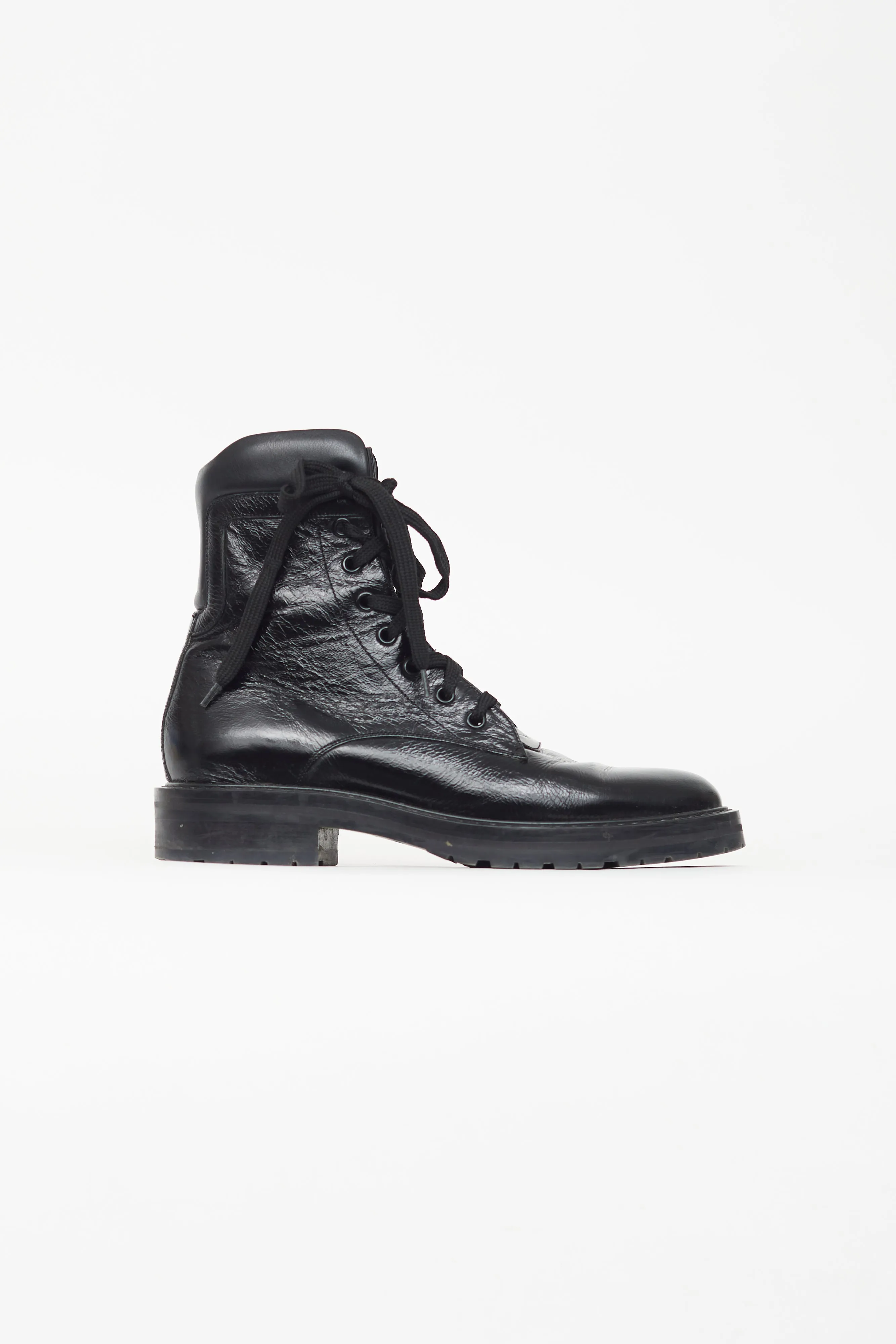 Black William Crinkled Combat Boot