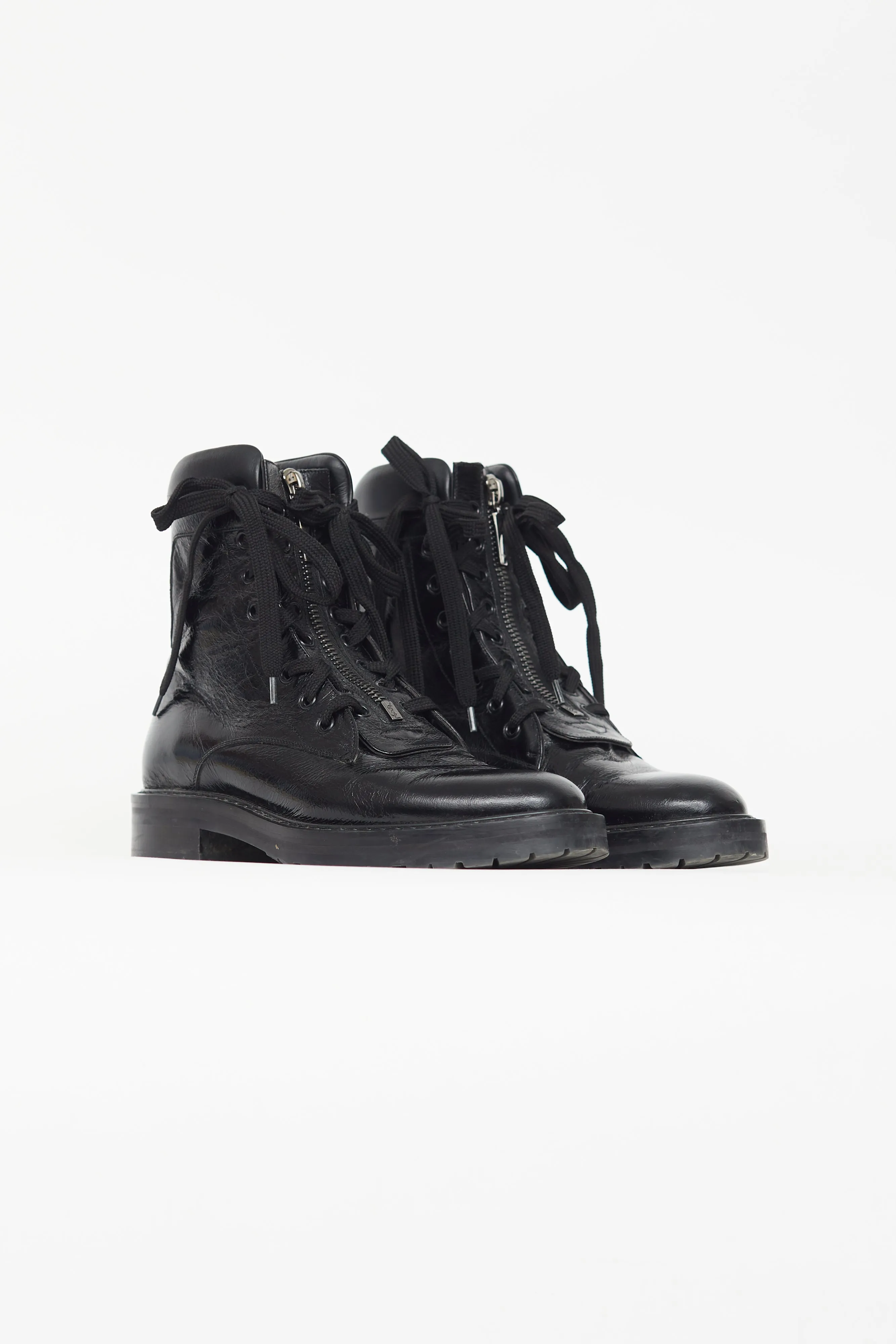 Black William Crinkled Combat Boot