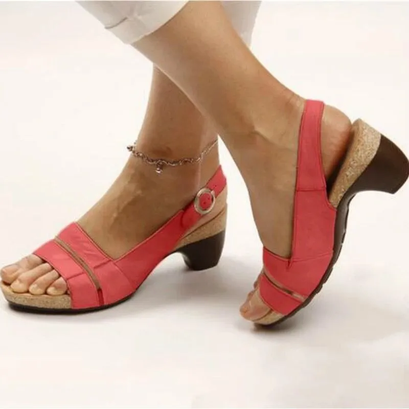 Block Low Heel Ankle Strap Sandals (9 colors)