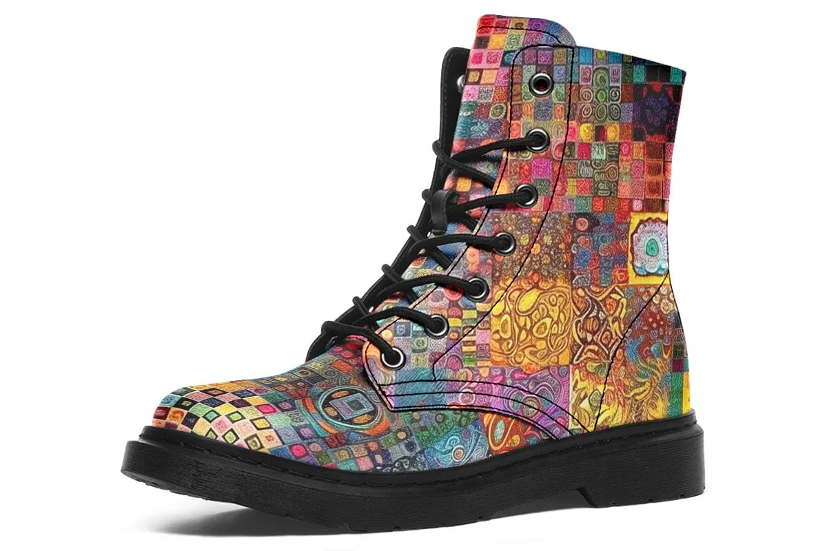 Blotter Patch Fuzz Combat Boots