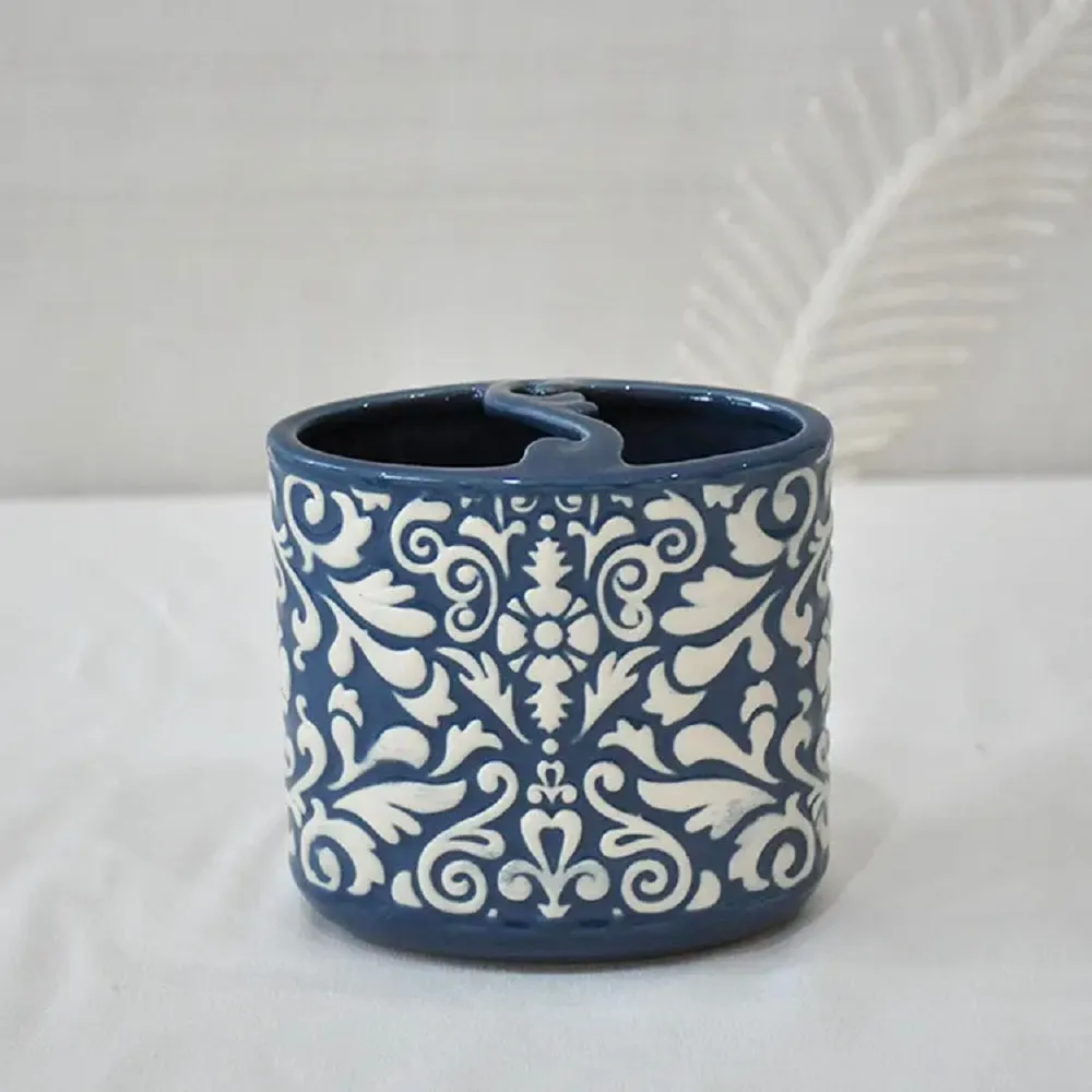 Blue And White Bathroom Accessory Set