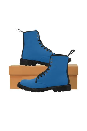 Blue Flower Power Martin Boots for Women