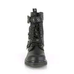 Bolt-250 Black Vegan Leather Mid-Calf 10 Eyelet Combat Boot