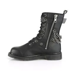 Bolt-250 Black Vegan Leather Mid-Calf 10 Eyelet Combat Boot