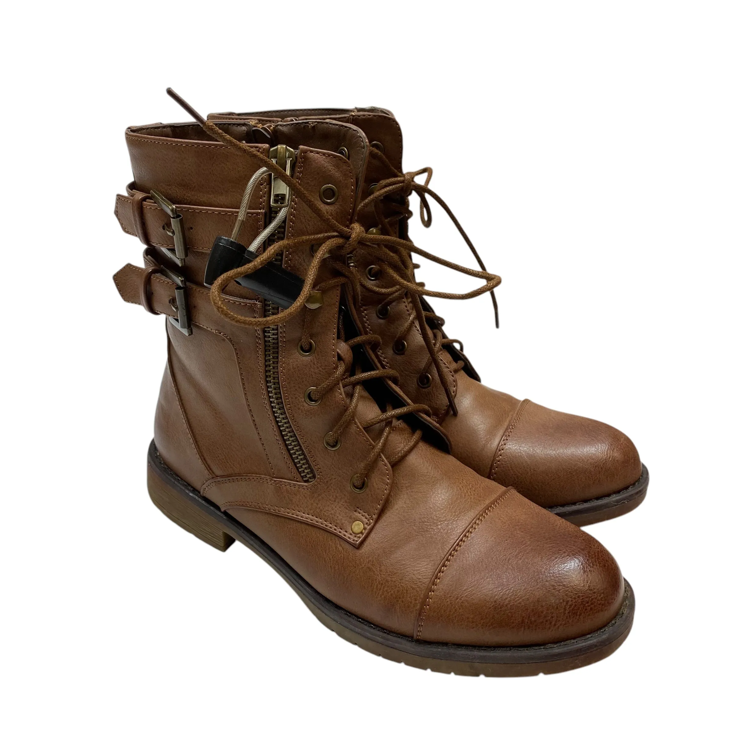 Boots Combat By ID Required In Brown, Size: 8.5