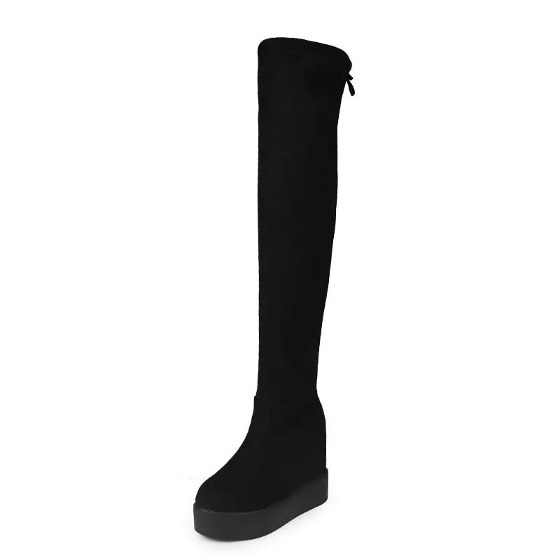 Boots - Jasmine - Women Over-the-knee Boots- Suede Matte Lightweight Platform Boots