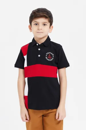 Boys Black And Red Polo Shirt