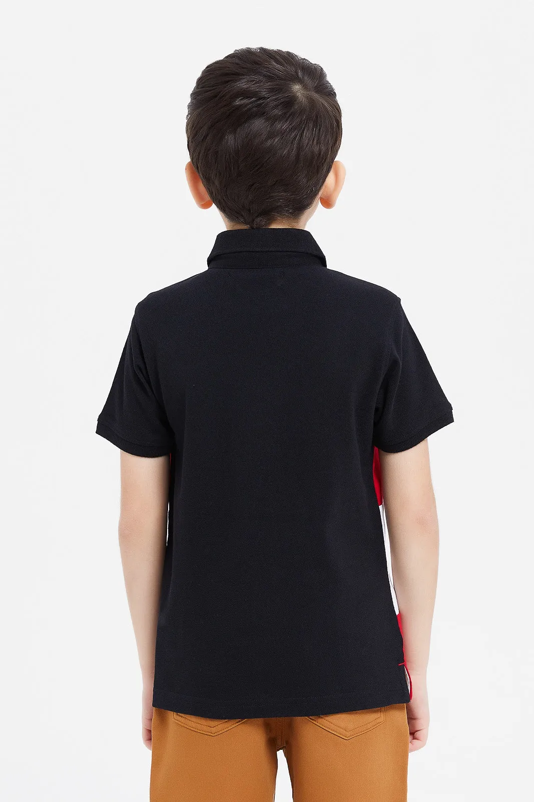 Boys Black And Red Polo Shirt